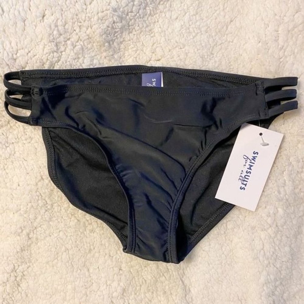 Black Swim Bottoms Cutout Side Detailing NWT